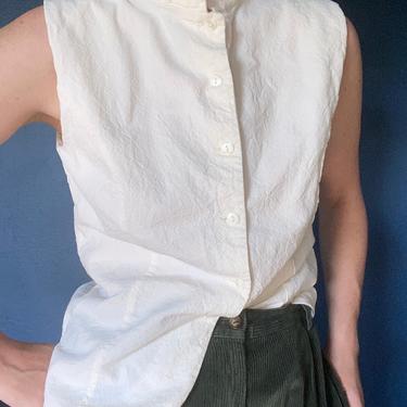 vintage ivory cotton sleeveless blouse 