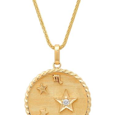 Large Gold Zodiac Necklace - Sagittarius on 18” chain