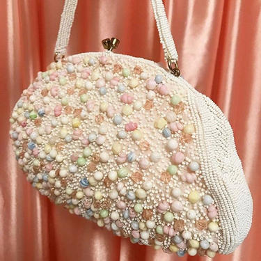 Italian glass seashell beaded purse 