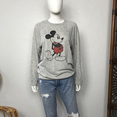 Vtg 80s Mickey Mouse Disney grey sweatshirt t shirt ML 