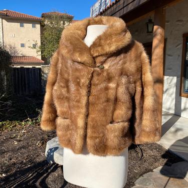 Vintage Mink Fur Cropped Jacket, 3/4 Sleeve, Size Small / Medium 