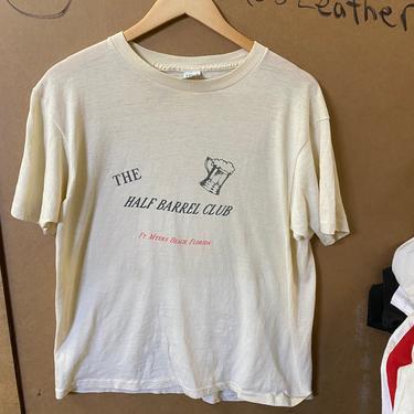 Vintage 80s The Half Barrel Club Ft Meyers Beach, Florida Graphic Beer Lager Tee t-shirt 3801 