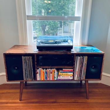 Mid Century Modern Record Player Stand Record Console 