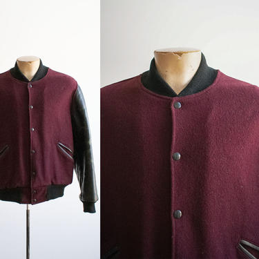 1950s Wool Letterman Jacket / Vintage Varsity Jacket / Maroon Letterman Jacket / Red Varsity Jacket Small / Vintage 1950s Varsity Jacket S 