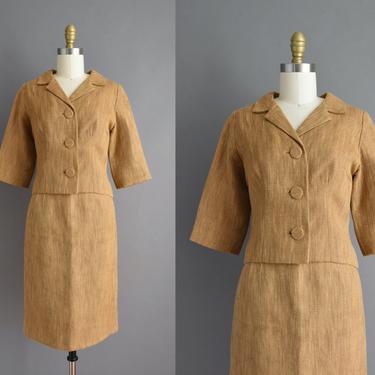 vintage 1950s dress | Nutmeg Heavy woven 2pc Jacket & Skirt Set | Small | 50s vintage dress 
