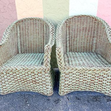 Pair of Braided Green Lounge Chairs