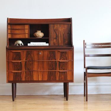 Mid Century Danish Modern Brazilian Rosewood Secretary Desk Vanity 
