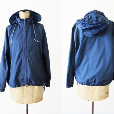 Vintage 80s OP Windbreaker S - Ocean Pacific Navy Blue Windbreaker Jacket - Hooded Nylon Windbreaker - Waterproof Jacket - Surf OP Clothing 