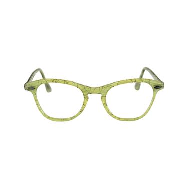 1950s Chartreuse Eye Glasses - 1950s Confetti Lucite Eye Glasses - Vintage Eye Glass Frames - 1950s Eye Glasses - 1950s Green Glasses 
