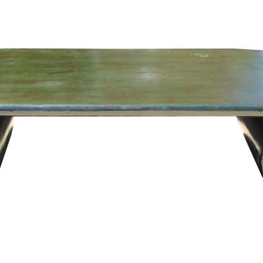 Chinese Distressed Grass Green Lacquer Scroll Coffee Table cs4167S