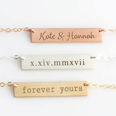 Custom Name Plate, Custom Name Necklace, Personalized Name Bar Necklace, Mom Necklace, Gold Bar Initial Necklace, Mothers Day Gift, N286 
