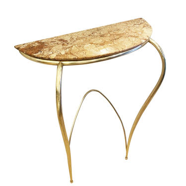 Marble and Brass Console, Italy, 1950s