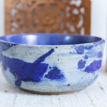 Beautiful Vintage Blue Glazed Ceramic Hand Made Bowl 