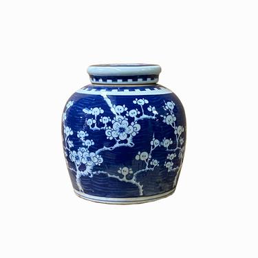 Chinese Blue White Porcelain Blossom Flowers Graphic Ginger Jar ws1411E 