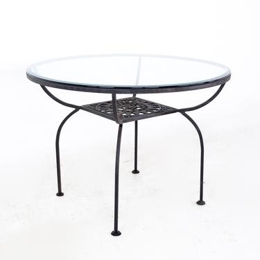 Arthur Umanoff for Shaver Howard Mayan Mid Century Iron and Glass Round Dining Table - mcm 