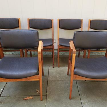 Vintage Mid Century Modern Walnut Gunlocke Dining Chairs S/6 