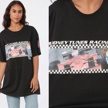 Taz Shirt Looney Tunes Shirt Car RACING Tasmanian Devil Tshirt 90s Black Graphic Retro Vintage Tee T Shirt 90s Streetwear Large 