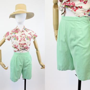 1950s mint cotton shorts xs | vintage bradley shorts 