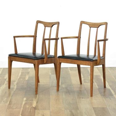 Pair Drexel Projection Walnut Mid Century Modern Chairs