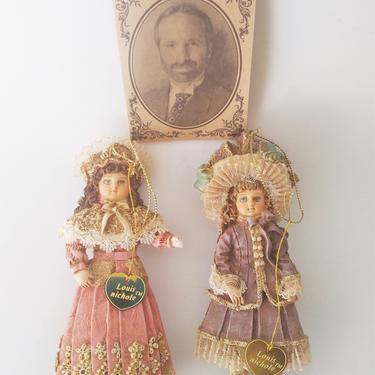 Louis Nicole Ornaments Victorian Dolls - Lot of 4 (2 Pink) (2 Purple) 