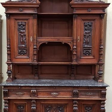 Item #DR62 19th Century Carved Mahogany English Hutch w/ Marble c.1880s
