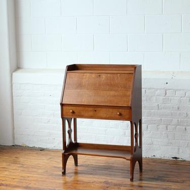 Vintage Solid Oak Secretary Desk 