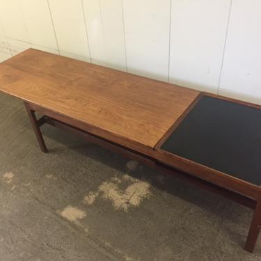 Long Danish Rosewood Coffee Table w/ Extending Top &amp; Tray