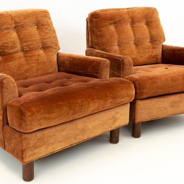 Selig Edward Wormley for Dunbar Style Mid Century Modern Velvet Lounge Chairs - mcm 