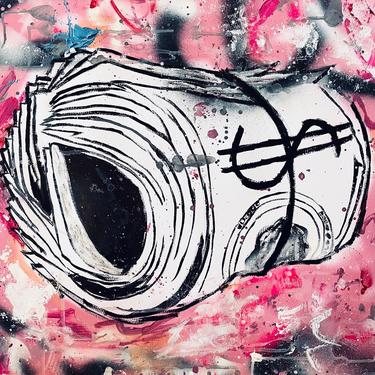 Cash Roll, hand painted, street art graffiti, modern, pink, unique art, gangster cash roll, 30x 40, interior design, wall decor 