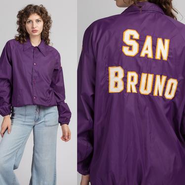 70s Purple San Bruno Windbreaker Jacket - Men's Medium | Vintage California Snap Up Lightweight Coat 