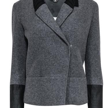 Theory - Grey Clasped Wool Blend Jacket w/ Black Trim Sz S