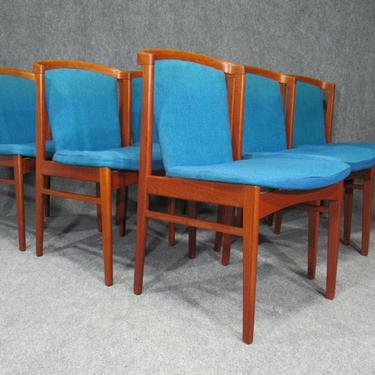 Set of Six (6) Rare Mid-Century, Danish Modern Teak Dining Chairs by Erik Buck for Chr. Christiansen.  Circa 1960s.