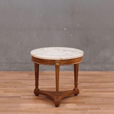 Marble &amp; Walnut Round Side Table