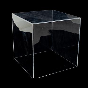 Mid Century Clear Acrylic Cube Side Table - mcm 