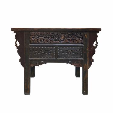 Chinese Vintage Flower Hardware Motif Altar Table Vanity Desk cs7074E 