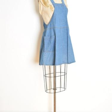 vintage 90s jean dress denim jumper overalls grunge short mini dress M clothing 