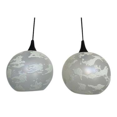 Modern Glass Globe Pendant Lights, Pair 