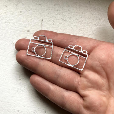 Camera Earrings Handmade Sterling Silver Old Fashioned Camera Photographer Jewelry 