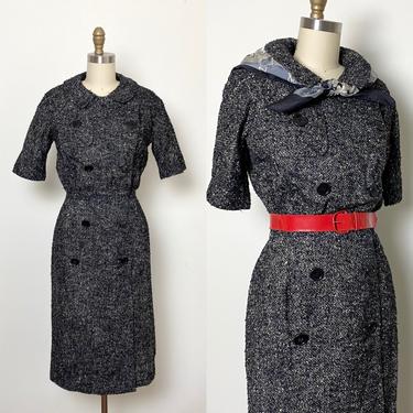 Vintage 1950s Dress 50s Nubbly Day Dress 