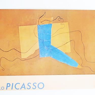 1988 Pablo Picasso Le Minotaure Exhibition Poster Print Centre Pompidou - 20 x 27.75 Picasso Abstract Line Drawing Unframed Blue Orange 