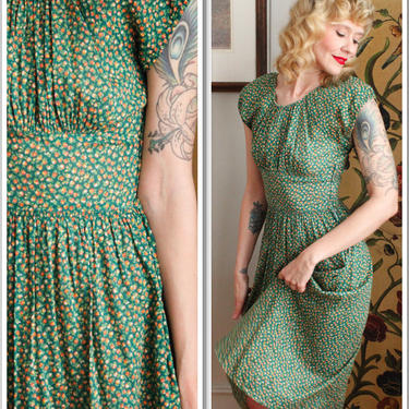 Early 1950s Dress // Trudy Hall Jr Floral Dress // vintage 50s dress 