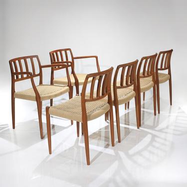 Scandinavian Vintage Dining Chairs Moller Model 83 and 66 - Set of 6 by Niels Møller 
