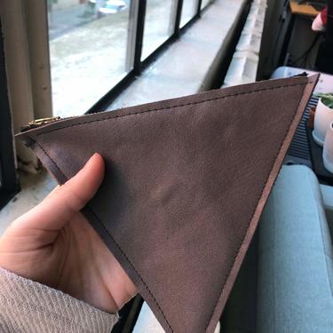 Triangle Zip Pouch-  Recycled Leather