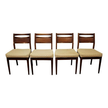 Set of 4 Mid-Century Modern American of Martinsville Caned Walnut Dining Chairs 