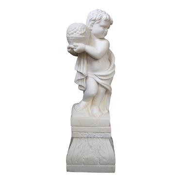 Summer Cherub Renaissance Revival Style Carved Alabaster Marble Statues Four Seasons 