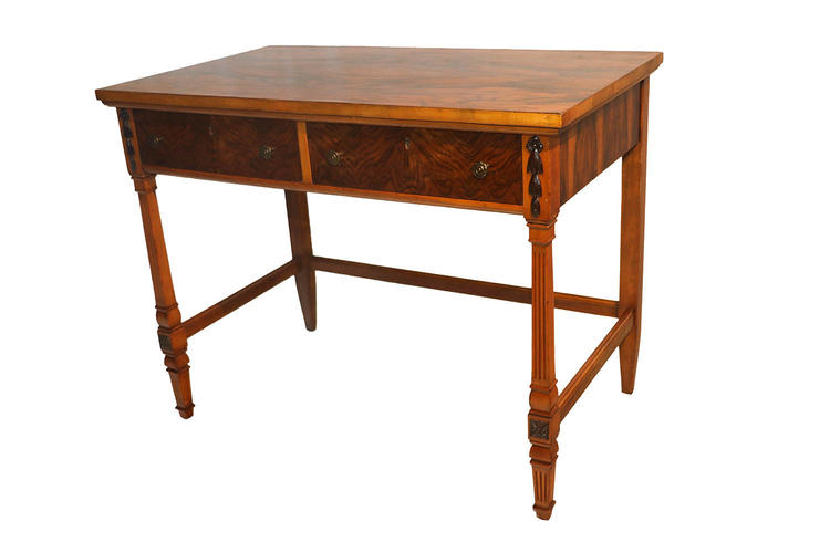 Figured Walnut and Maple Side Table Desk 