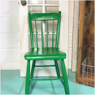 Antique Green Wood Farm Chair