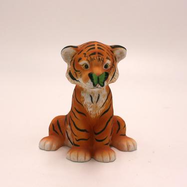 vintage Eva Dalberg bisque tiger cub figurine/surprise/1981/tiger with butterfly 