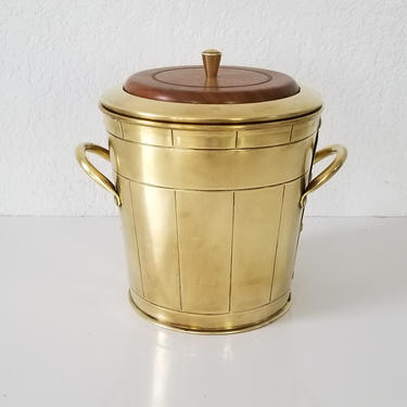 Vintage Pyrex Solid Brass and Glass Ice Bucket 