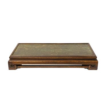 Oriental Brown Wood Stone Top Rectangular Table Stand Display Easel ws1936E 